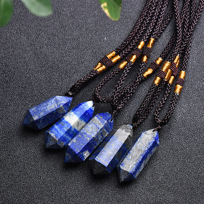 Natural Crystal Amethyst Healing Necklace - Lyra-Lapis Lazuli-Nora Luxe