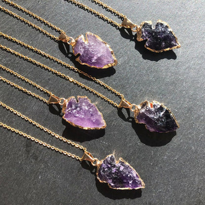 Natural Crystal Carnelian Arrowhead Necklace - Aeliana-Amethyst-Nora Luxe