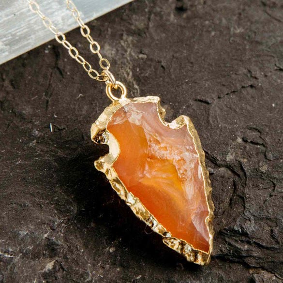 Genuine Gemstone Red Arrowhead Pendant Necklace - Pexav