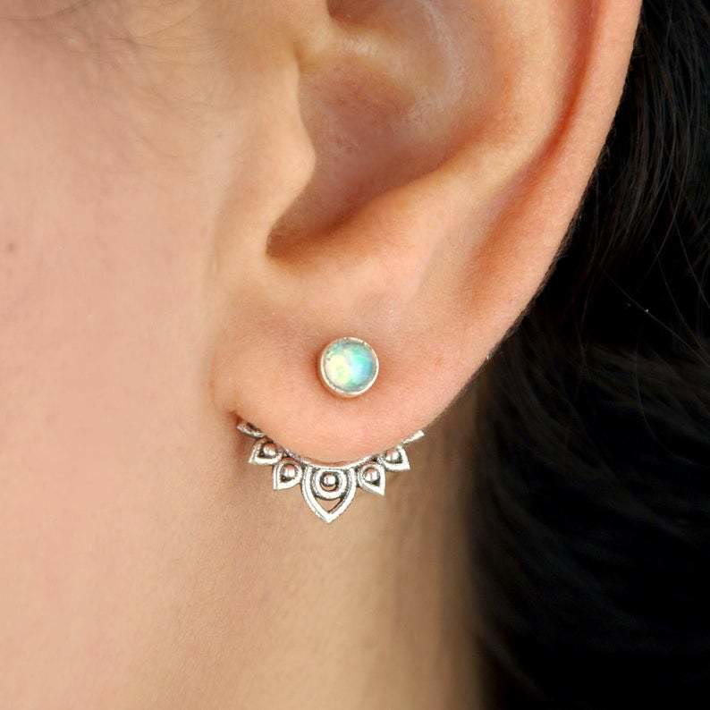 Beautiful Opal Flower Drop Earrings - Pexav