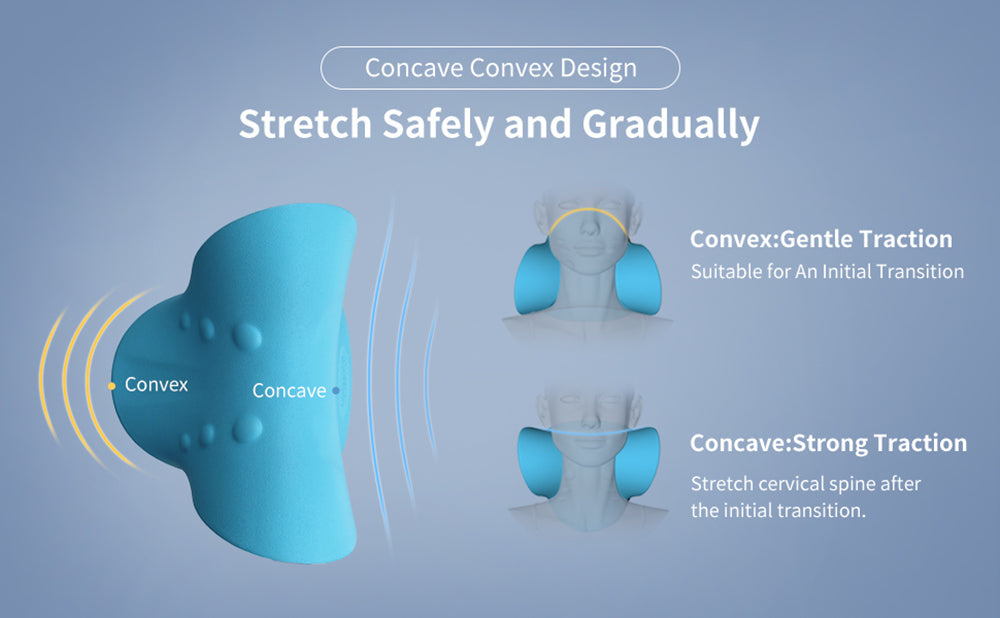NECK AND SHOULDER STRETCHER - CERVICAL TRACTION MASSAGE CUSHION FOR SPINAL ALIGNMENT-Blue-Nora Luxe