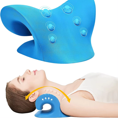 NECK AND SHOULDER STRETCHER - CERVICAL TRACTION MASSAGE CUSHION FOR SPINAL ALIGNMENT-Blue-Nora Luxe