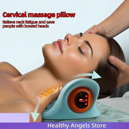 NECK AND SHOULDER STRETCHER - CERVICAL TRACTION MASSAGE CUSHION FOR SPINAL ALIGNMENT-Blue-Nora Luxe