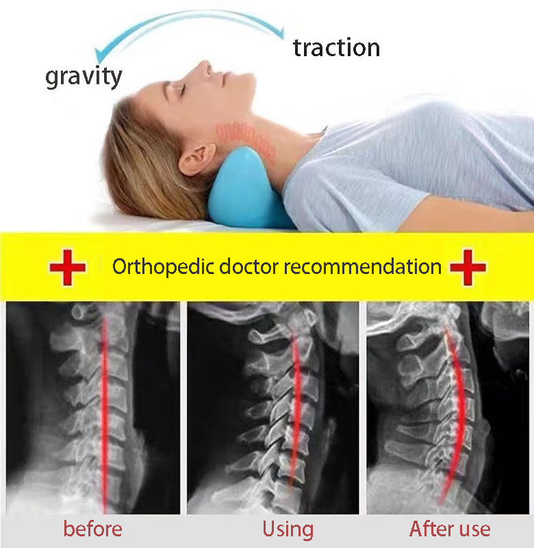 NECK AND SHOULDER STRETCHER - CERVICAL TRACTION MASSAGE CUSHION FOR SPINAL ALIGNMENT-Blue-Nora Luxe