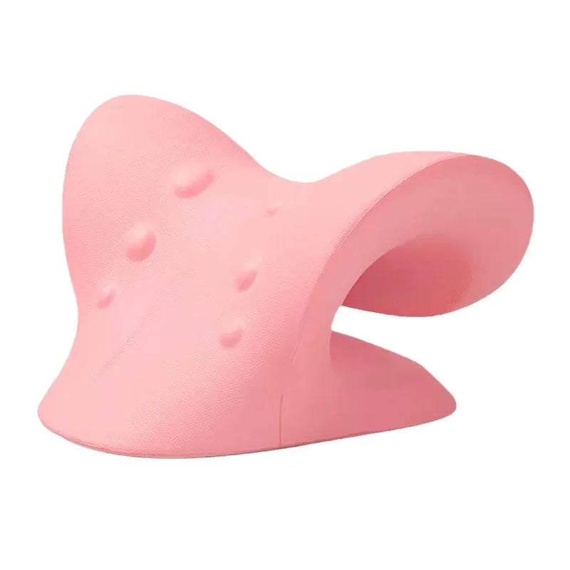 NECK AND SHOULDER STRETCHER - CERVICAL TRACTION MASSAGE CUSHION FOR SPINAL ALIGNMENT-Pink-Nora Luxe