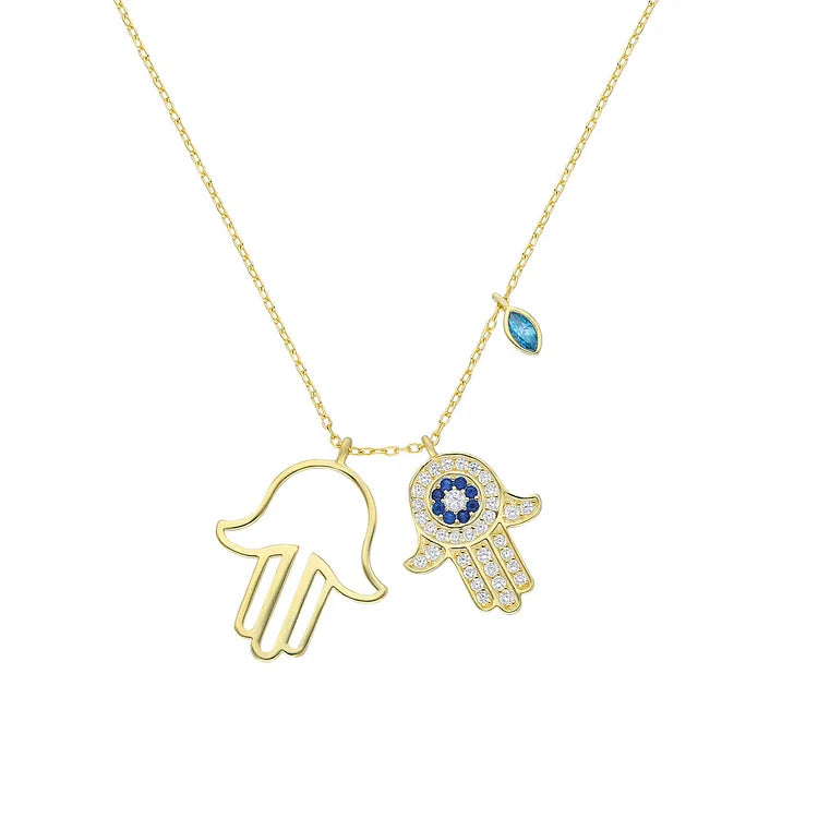 Lucky Hand Evil Eye Protective Necklace - Pexav