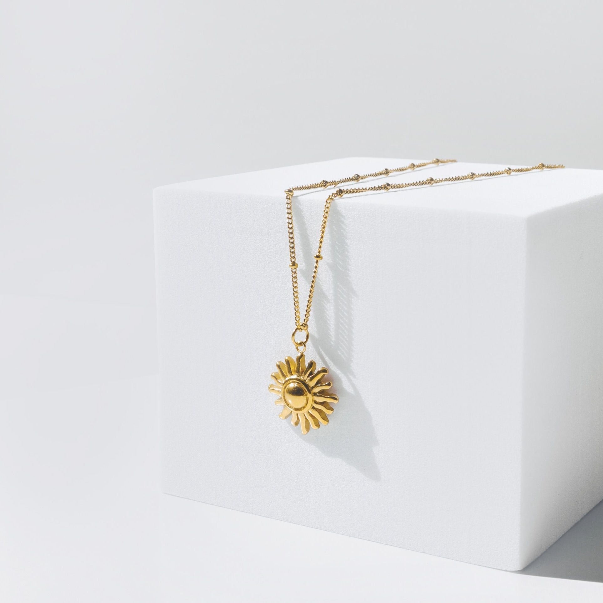 Gold Sun Symbol Pendant Necklace - Pexav
