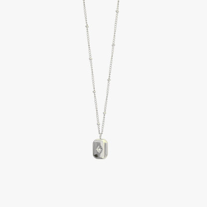 Necklace with Zirconia Stone - Celeste-Silver-Nora Luxe