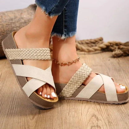 Women's Buckle Strap High Heel Slide Sandals