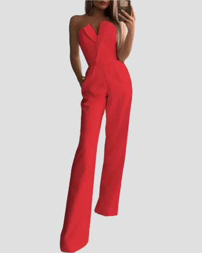 Chic Strapless Flowy Jumpsuit for Women - Olytrend