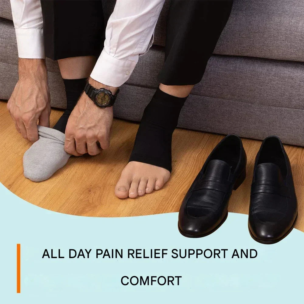 Neuropathy Relief Ankle Socks | Neuropathy Compression Design-M-Black-Orange-Nora Luxe