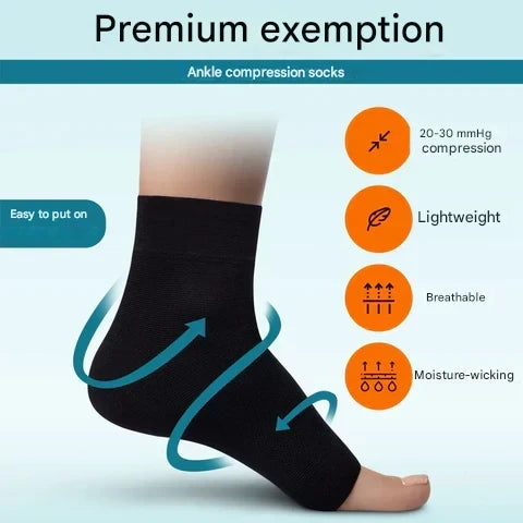 Neuropathy Relief Ankle Socks | Neuropathy Compression Design-M-Black-Orange-Nora Luxe
