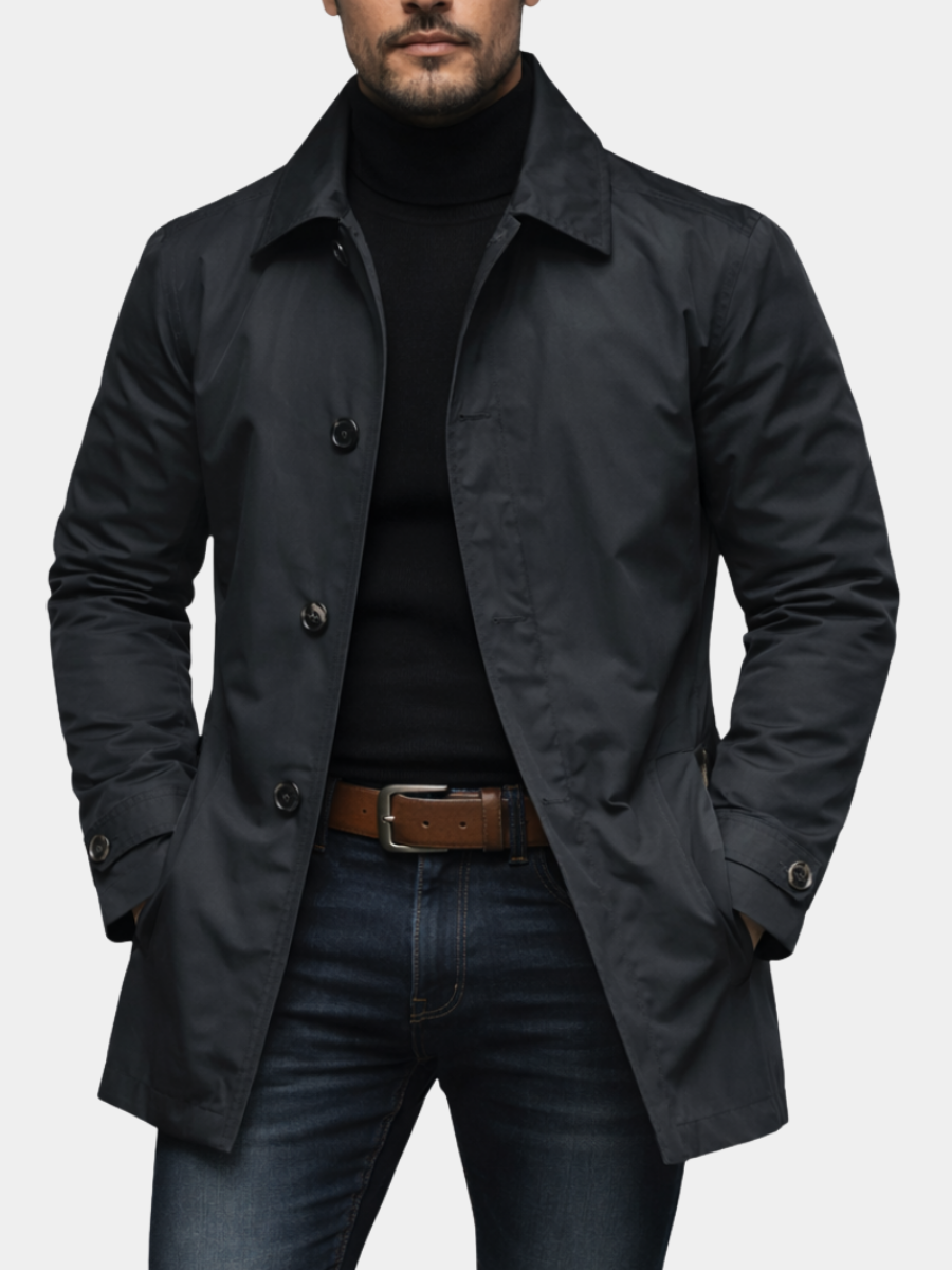 Timeless Men's Leather Car Coat - Olytrend