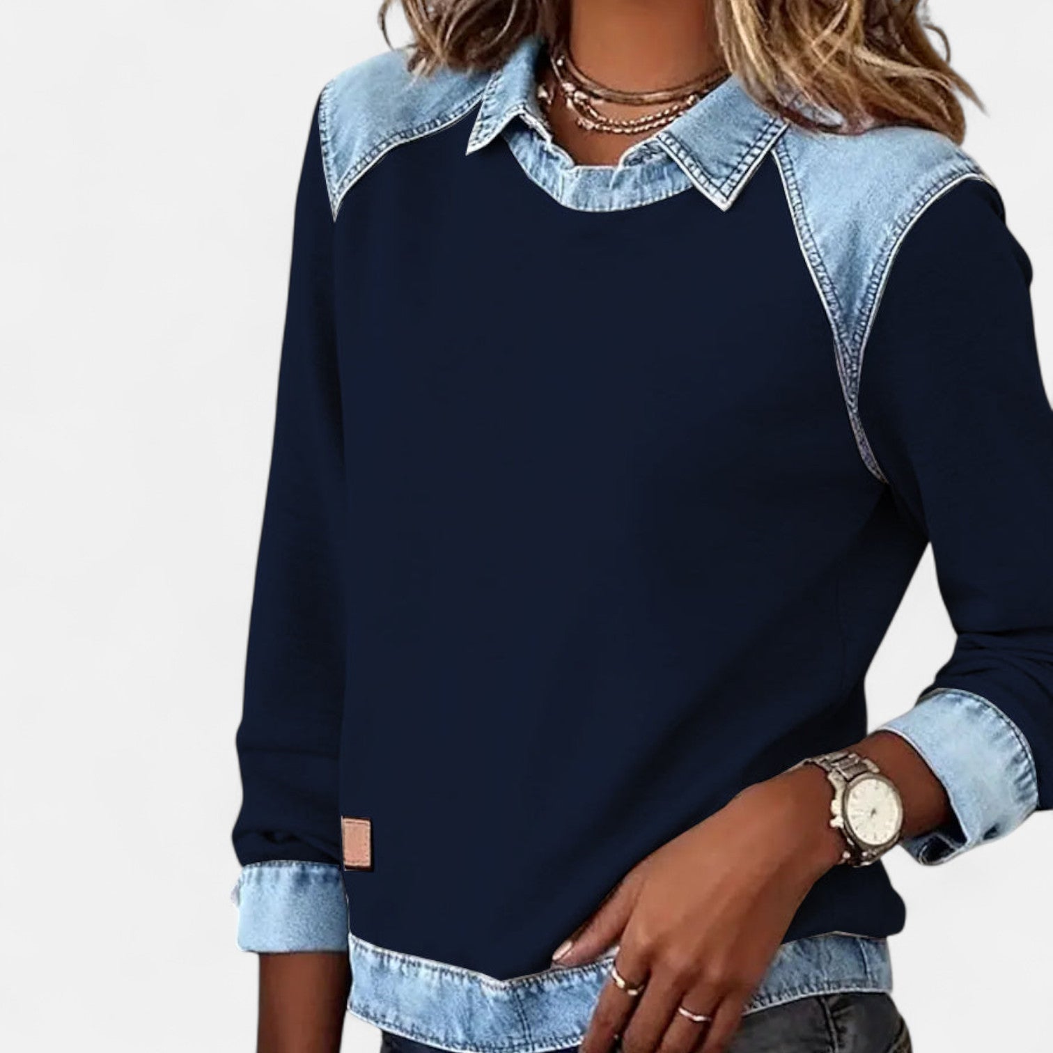 Image of Nicole | Women's Long Sleeve Color Block Sweater