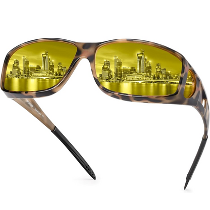 Night Vision Polarised Driving Glasses - Jeremy-Mat beige tortoise frame/night vision lens-Nora Luxe