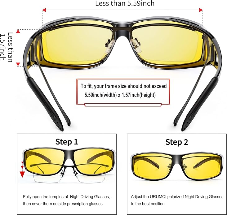 Night Vision Polarised Driving Glasses - Jeremy-Shiny black frame/night vision lens-Nora Luxe