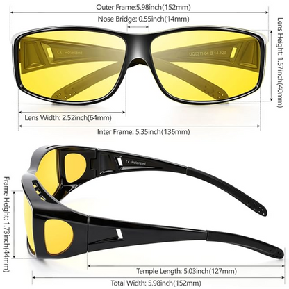 Night Vision Polarised Driving Glasses - Jeremy-Shiny black frame/night vision lens-Nora Luxe
