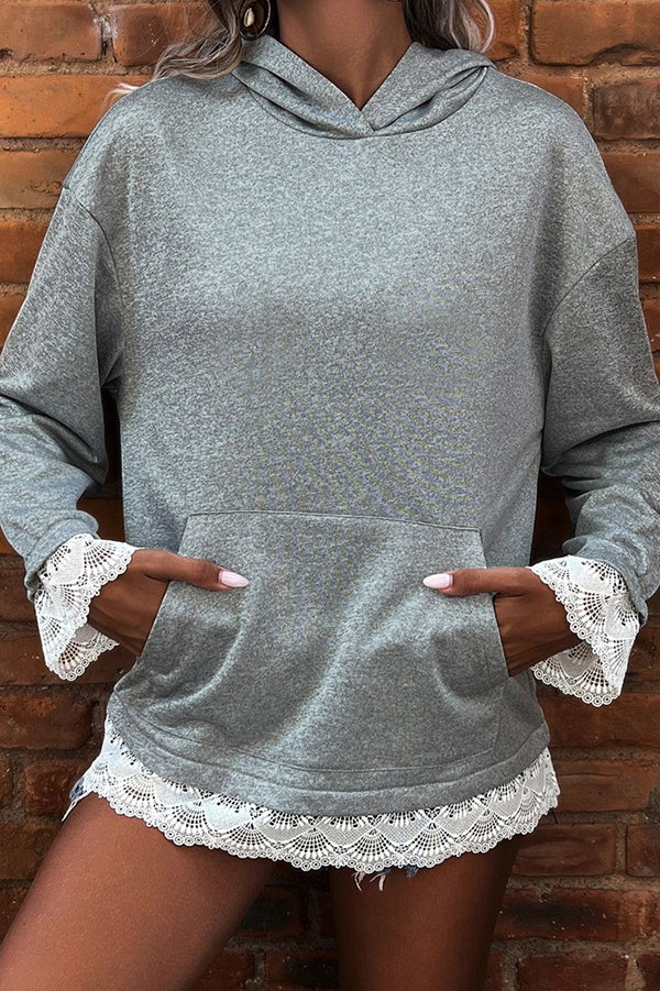 Women's Cozy Lace Hooded Sweatshirt - Olytrend