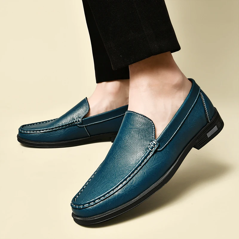 Smart Leather Mens Slip On Shoes - Olytrend