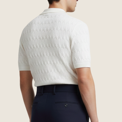 Image of Noel | Men's Textured Short Sleeve Polo Shirt