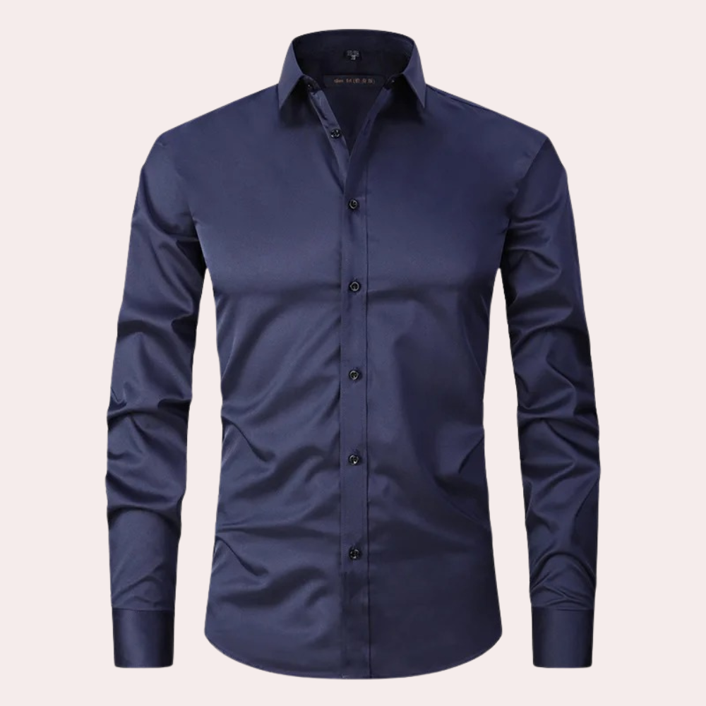 Non-iron Stretch Shirt - Milan-Dark blue-S-The Livary