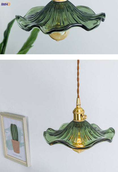 NORDIC DESIGN LED HANGING LAMP | COLOURED GLASS & COPPER LIGHTING FOR BEDROOM, LIVING ROOM & BAR-Glass A-Nora Luxe