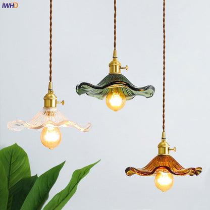 NORDIC DESIGN LED HANGING LAMP | COLOURED GLASS & COPPER LIGHTING FOR BEDROOM, LIVING ROOM & BAR-Glass A-Nora Luxe