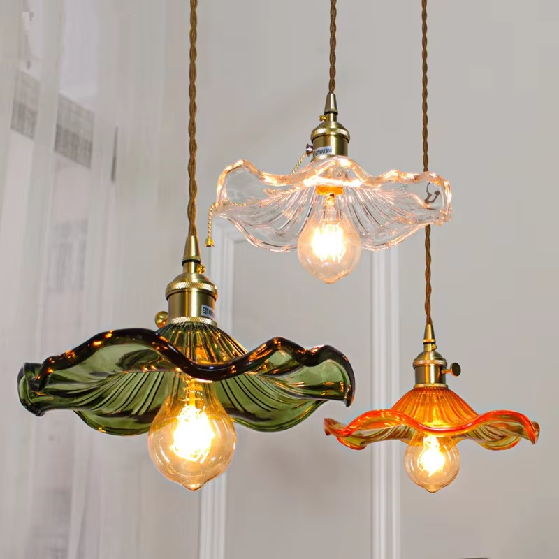 Modern Glass Pendant Light Copper Finish - Pexav