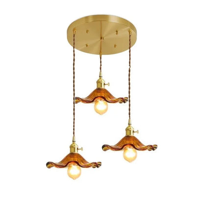 NORDIC DESIGN LED HANGING LAMP | COLOURED GLASS & COPPER LIGHTING FOR BEDROOM, LIVING ROOM & BAR-Glass B-Nora Luxe