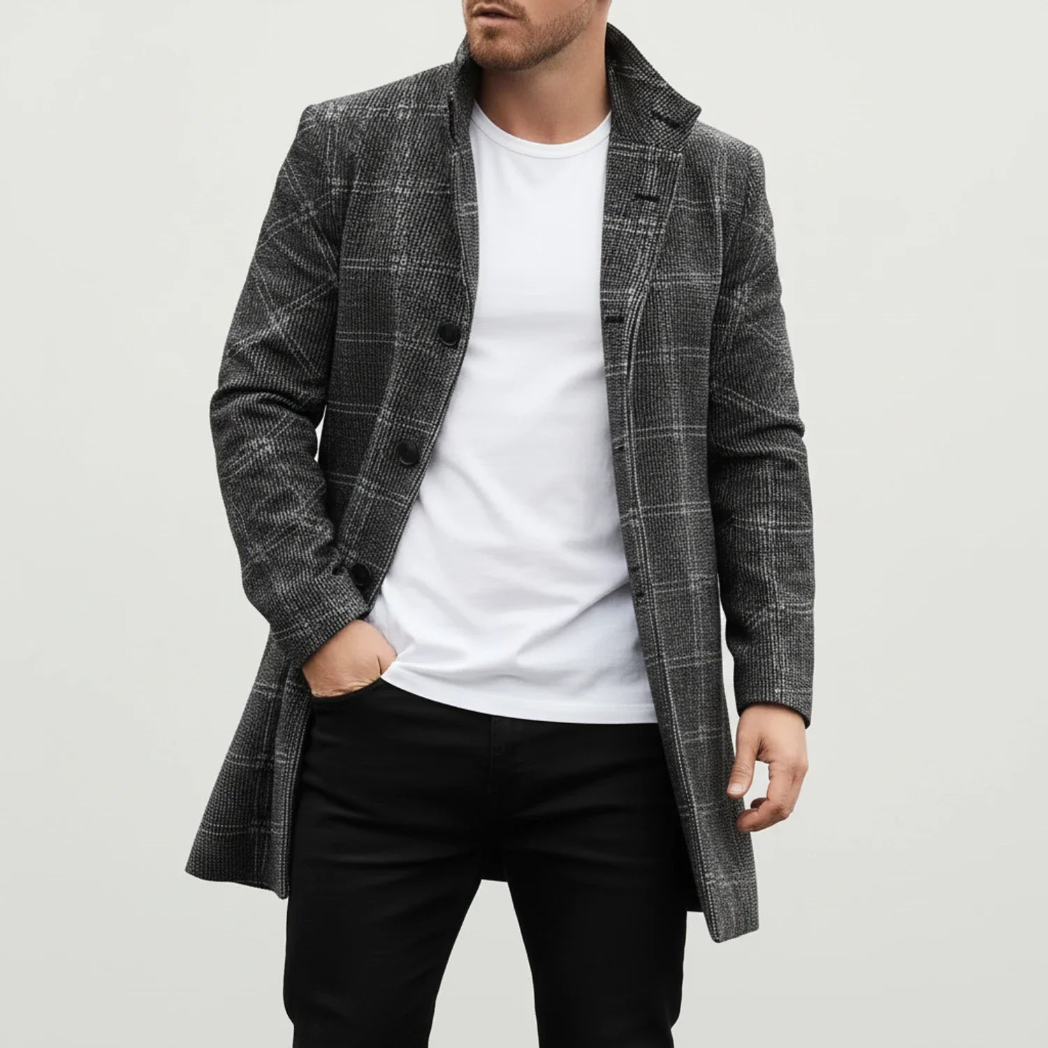 Classic Fit Mens Pea Coat - Olytrend
