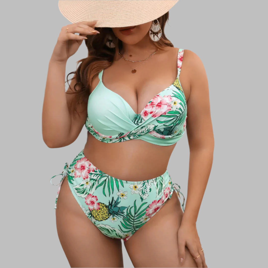Women's High Waisted Bikini Set with Adjustable Straps - Nocini
