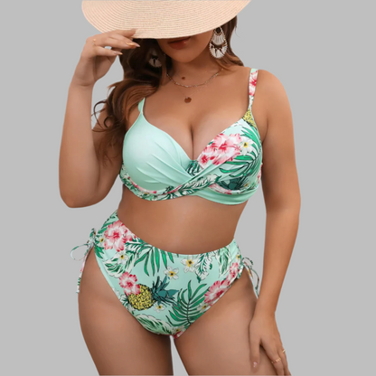 Women's High Waisted Bikini Set with Adjustable Straps - Nocini