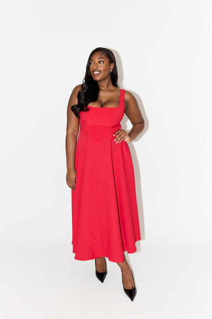Elegant Classic Floral Midi Dress