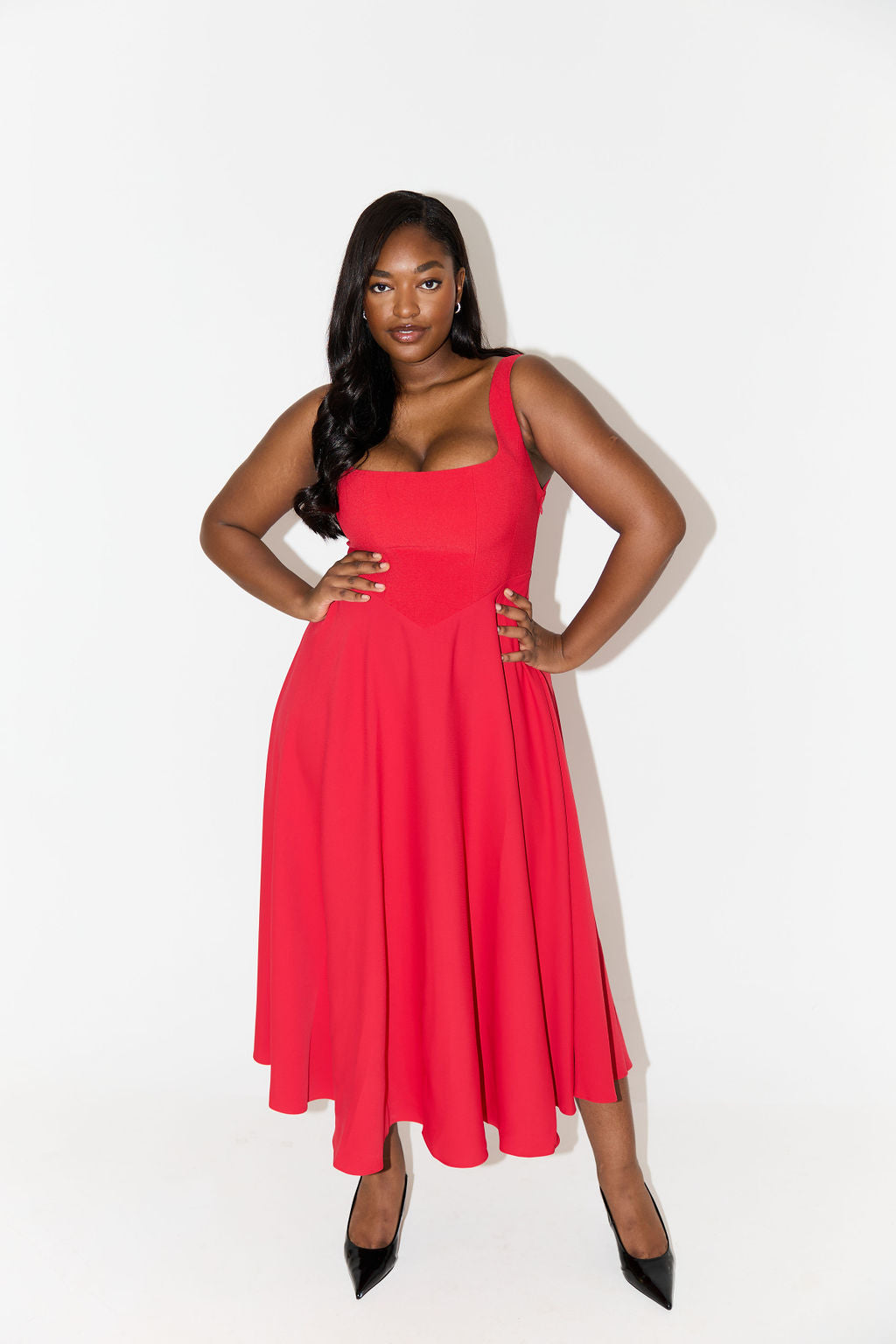 Elegant Classic Floral Midi Dress