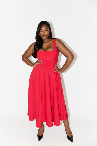 Elegant Classic Floral Midi Dress