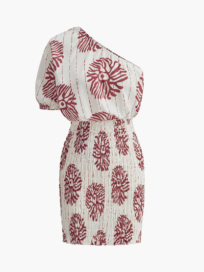 Chic Cold Shoulder Floral Ruffle Dress - Pexav