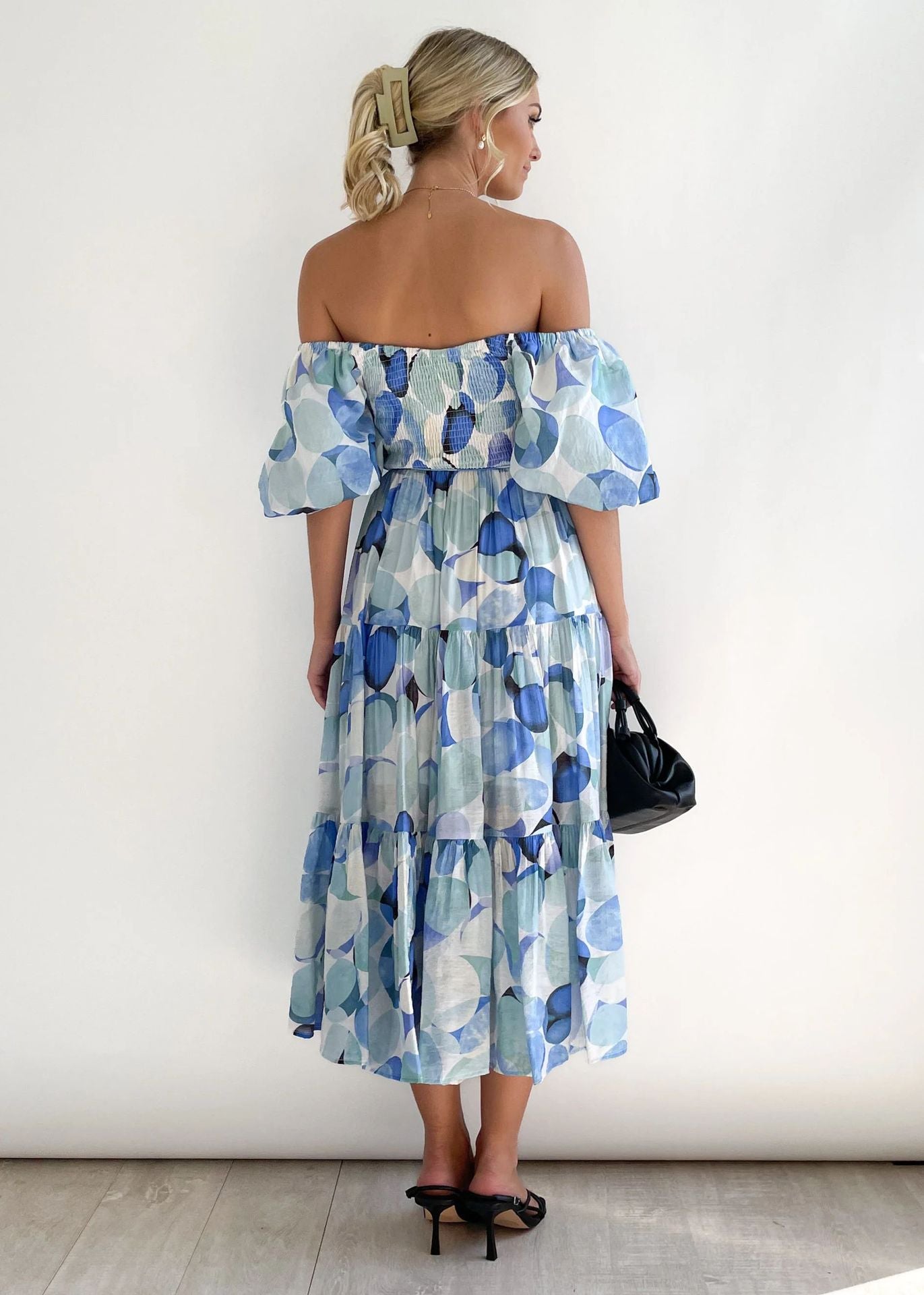 Off-Shoulder Midi Dress – Talia-Dark blue-XS-State of Style