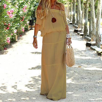 Chic Cold Shoulder Sundress - Soleil - Pexav