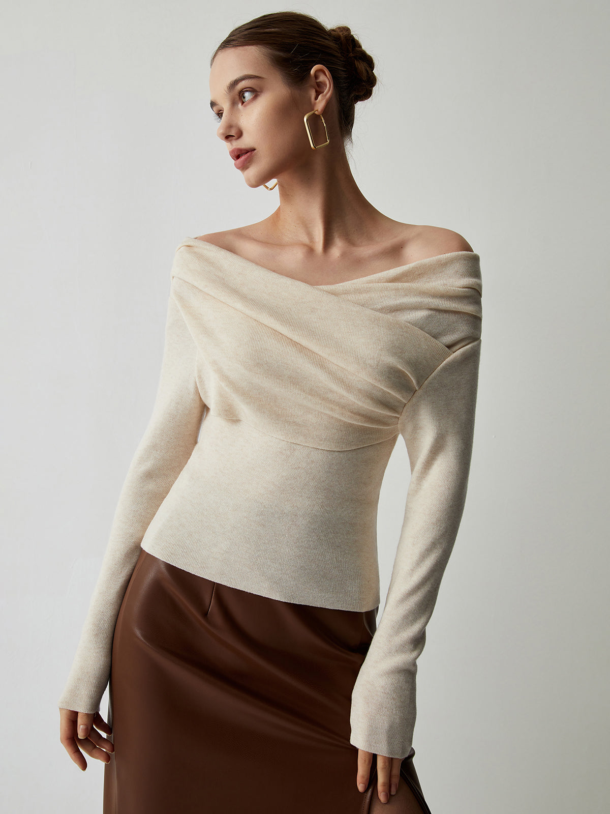 Cozy Oversized Cold Shoulder Sweater Top