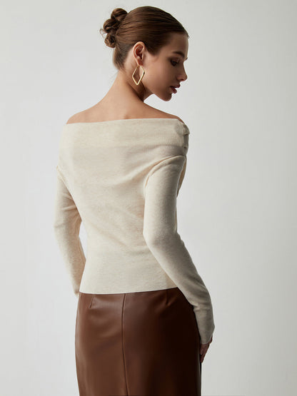 Cozy Oversized Cold Shoulder Sweater Top