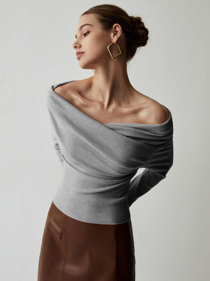 Cozy Oversized Cold Shoulder Sweater Top