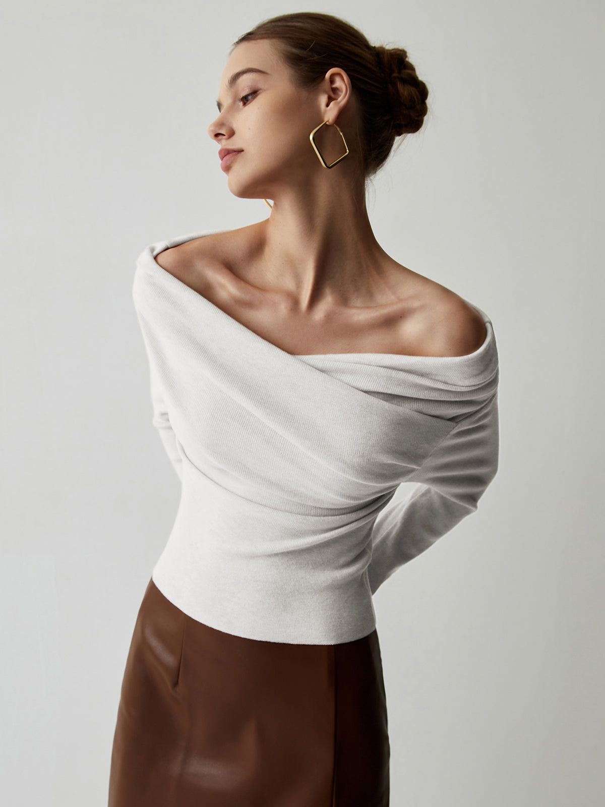 Cozy Oversized Cold Shoulder Sweater Top
