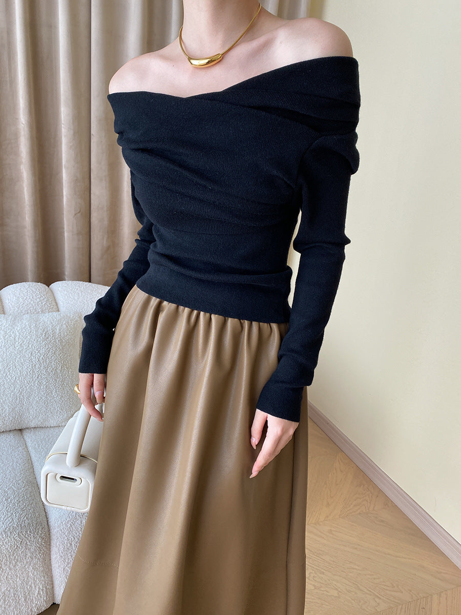 Cozy Oversized Cold Shoulder Sweater Top