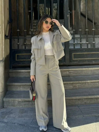 Comfortable Wide Leg Women's Jumpsuit Set - Olytrend