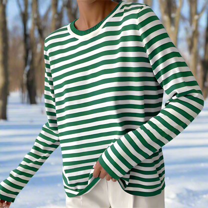 Casual Striped Cotton Tee for Women