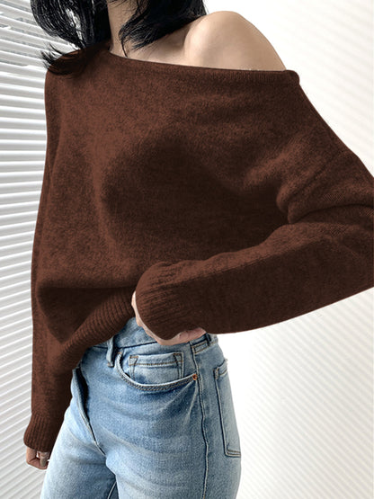 Off Shoulder Slouchy Knit Sweater