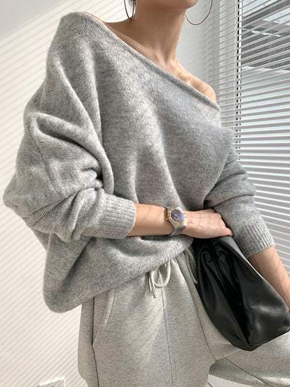 Off Shoulder Slouchy Knit Sweater