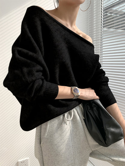 Off Shoulder Slouchy Knit Sweater