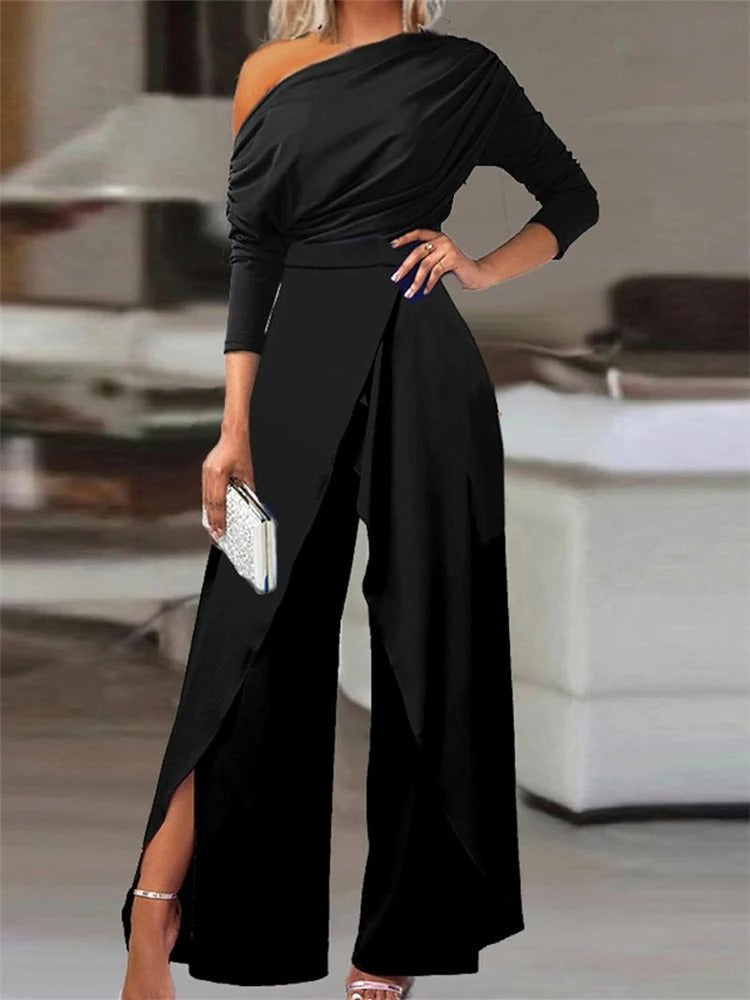 Chic Off Shoulder Ruffle Jumpsuit - Pexav