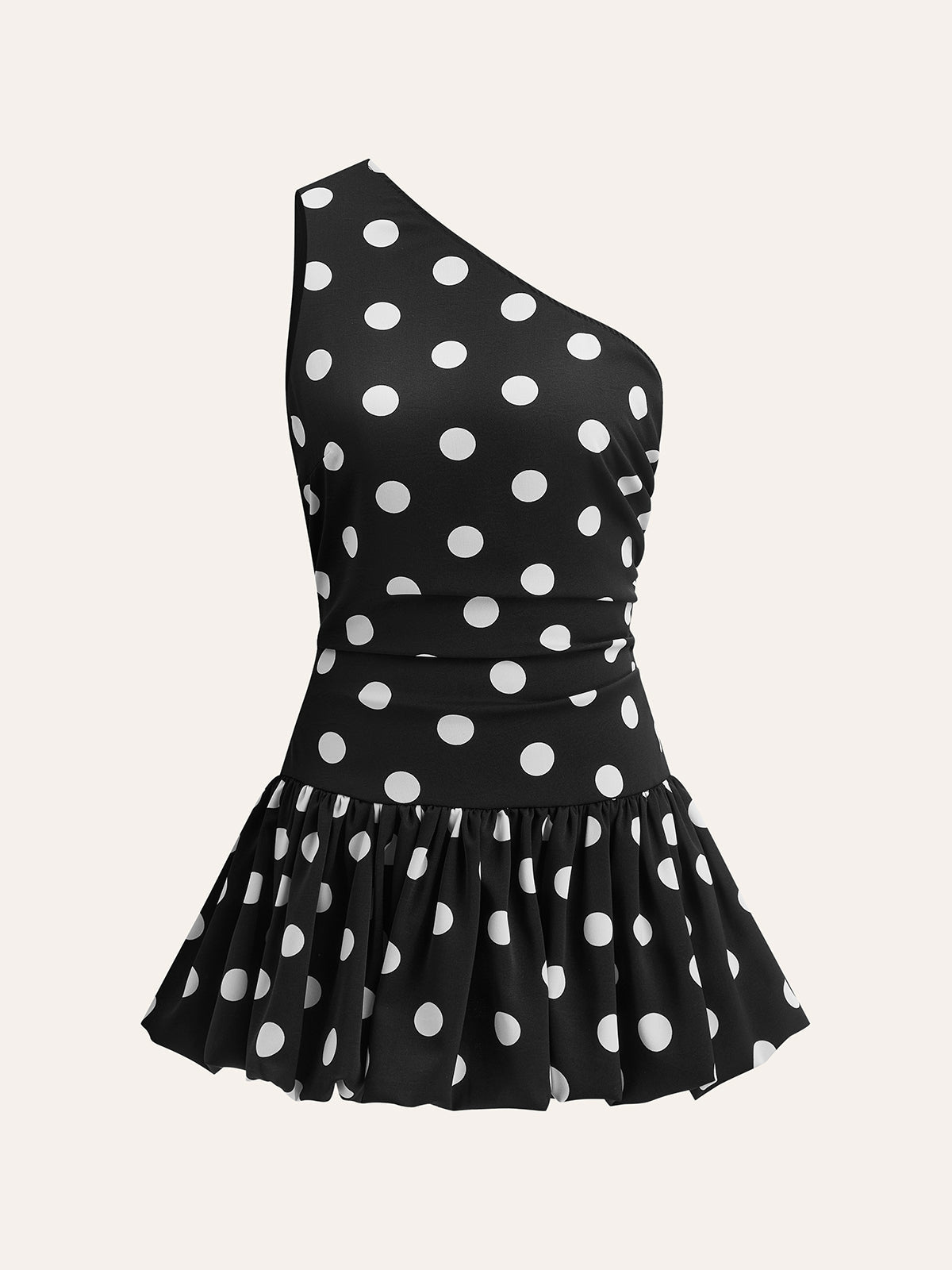 Chic Asymmetrical Spot Ruffle Dress - Pexav